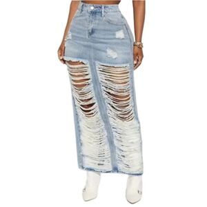 Distressed ladies Denim Skirt sz x-Large